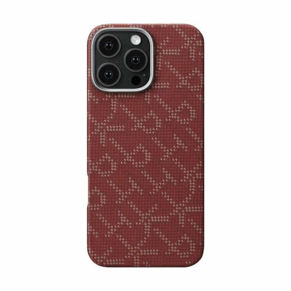 Чехол Pitaka Aries Tactile Woven Case для iPhone 16 Pro Max, красно-золотой