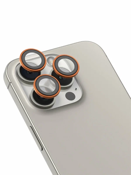 Защитное стекло камеры BlueO на iPhone 15 Pro, оранжевый