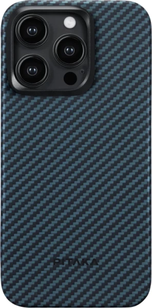Чехол Pitaka MagEZ Case 4 Kevlar для iPhone 15 Pro Max, черно-синий