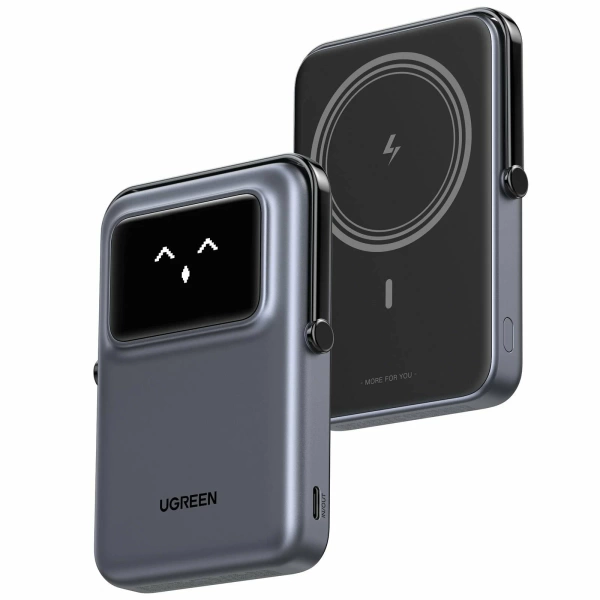 Внешний аккумулятор UGREEN UNO 10000mAh Mini Robot 20W Power Bank с держателем, серый