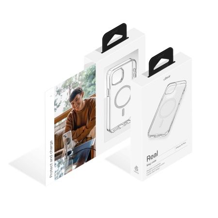 Чехол защитный uBear Real Mag Case, iPhone 15 Plus MagSafe, прозрачный