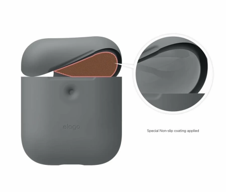 Чехол Elago Silicone case для AirPods 2, тёмно-серый