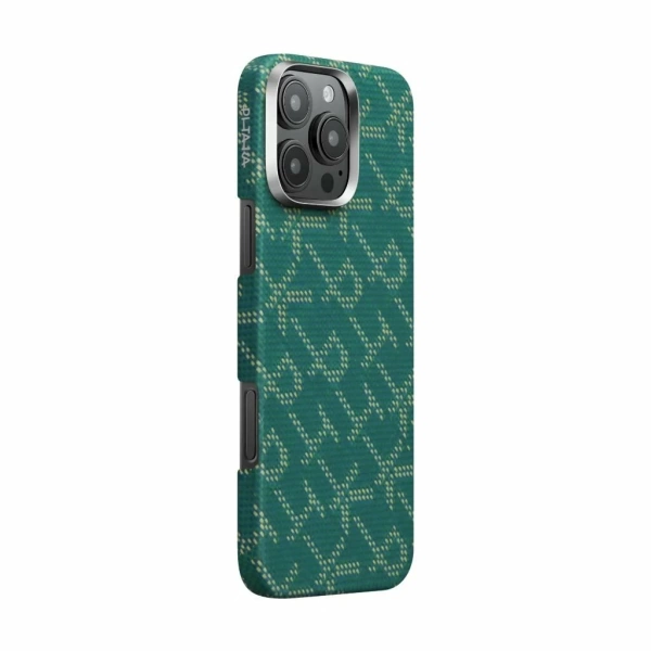 Чехол Pitaka Aries Tactile Woven Case для iPhone 16 Pro Max, зелено-золотой