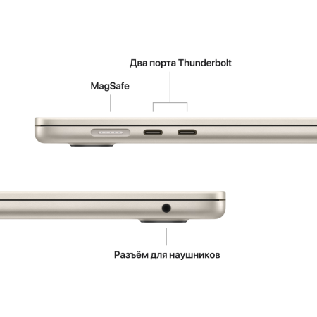 Apple MacBook Air 15" M2 8 ГБ, 256 ГБ SSD, «сияющая звезда» (MQKU3)