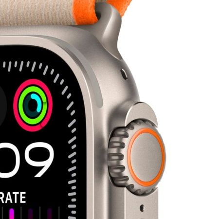 Apple Watch Ultra 2 49 мм, ремешок Trail оранжевого/бежевого цвета, размер M/L