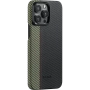Чехол Pitaka Fusion Weaving MagEZ Case 4 для iPhone 15 Pro, зеленый/серый