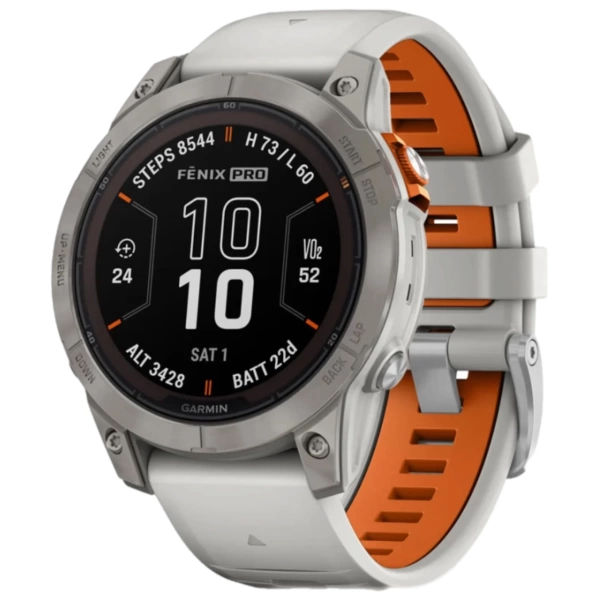 Умные часы Garmin Fenix 7 Pro Sapphire Solar Edition серый с серым/оранжевым ремешком (010-02777-21)