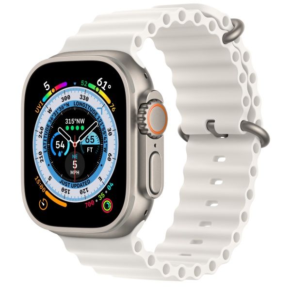 Apple Watch Ultra 49 мм, ремешок Ocean белого цвета