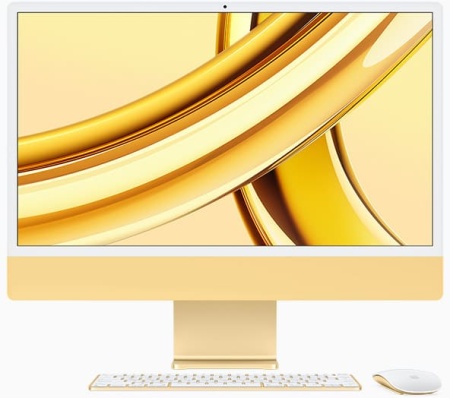 Моноблок Apple iMac 24" Retina 4,5K, M3 (8C CPU, 10C GPU, 2023), 8 ГБ, 512 ГБ SSD, желтый