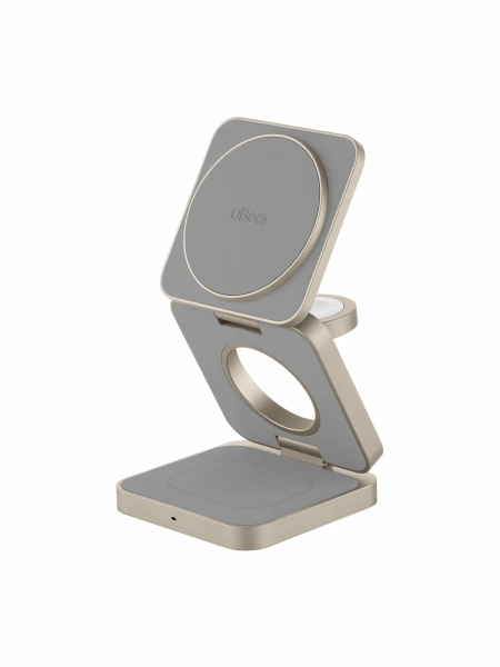 Беспроводное зарядное устройство uBear Balance 3 в 1 MagSafe 25 Вт, титан