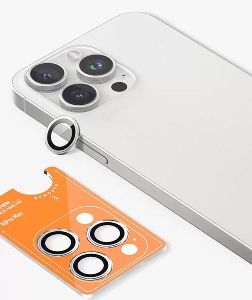 Защитное стекло камеры BlueO на iPhone 15 Pro, серый