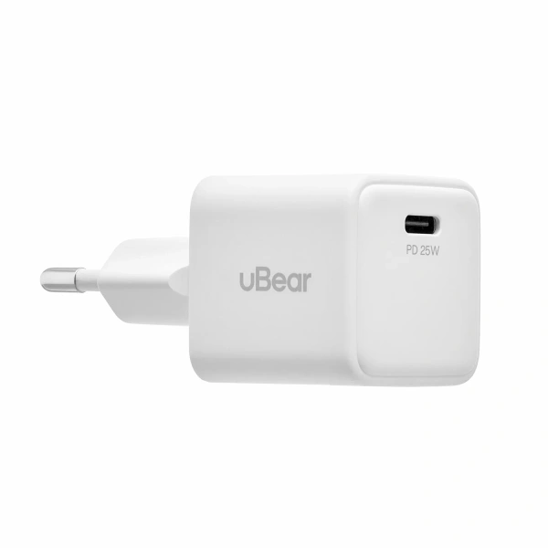 Комплект зарядки uBear Bridge 25W, USB-C + кабель USB-C/USB-C, белый