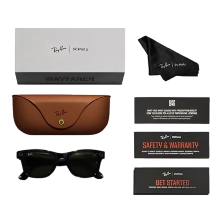Ray-Ban Meta Wayfarer RW4008 (Глянцевая черная оправа, линзы зеленые), размер L