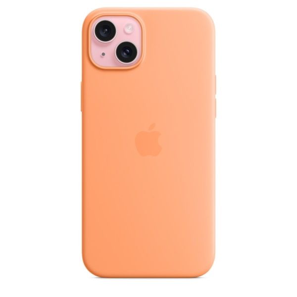 Чехол силиконовый MagSafe iPhone 15 Plus, оранжевый