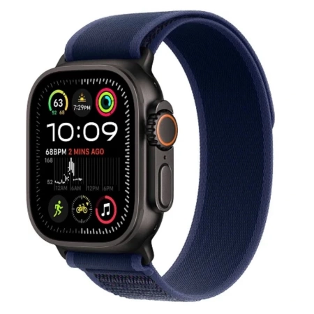 Apple Watch Ultra 2 2024 49 мм, корпус из черного титана, ремешок Trail синего цвета, размер S/M