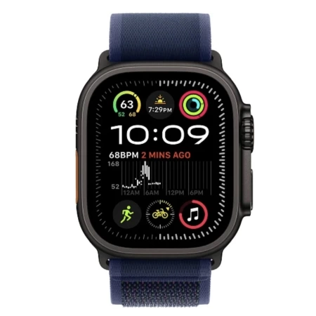 Apple Watch Ultra 2 2024 49 мм, корпус из черного титана, ремешок Trail синего цвета, размер S/M