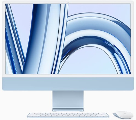 Моноблок Apple iMac 24" Retina 4,5K, M3 (8C CPU, 10C GPU, 2023), 8 ГБ, 512 ГБ SSD, синий