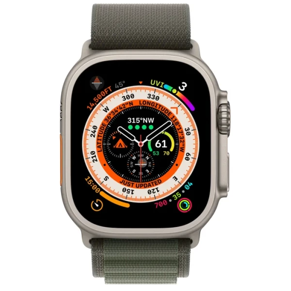 Apple Watch Ultra 49 мм, ремешок Alpine зеленого цвета, размер L