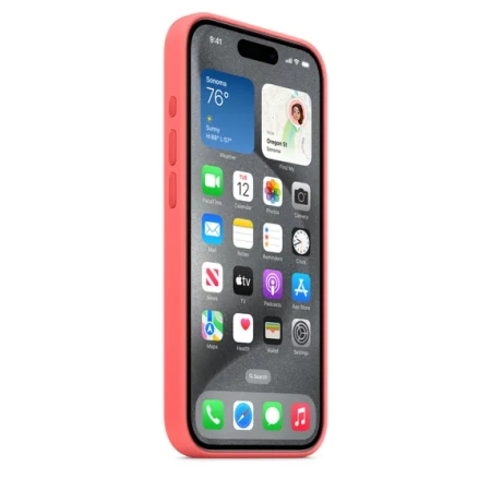 Чехол оригинальный силиконовый MagSafe iPhone 15 Pro, гуава