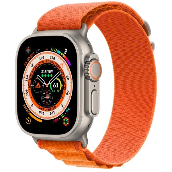 Apple Watch Ultra 49 мм, ремешок Alpine оранжевого цвета, размер M