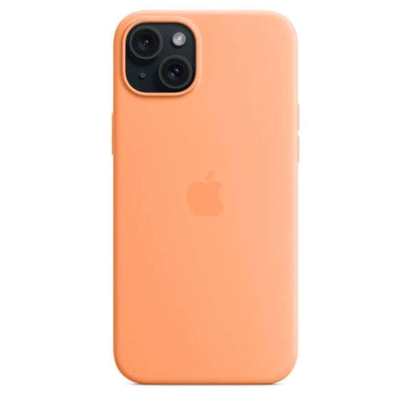 Чехол силиконовый MagSafe iPhone 15 Plus, оранжевый