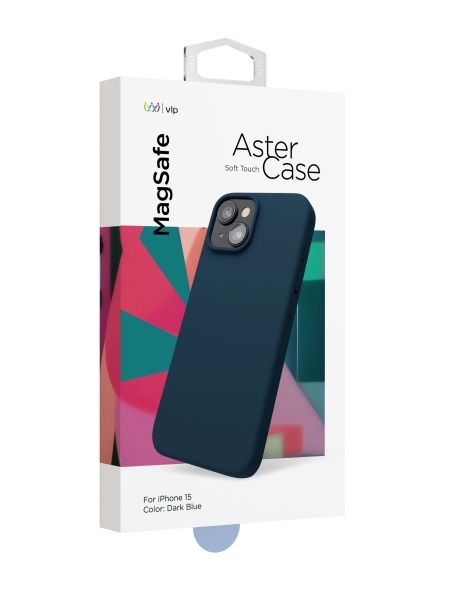 Чехол "vlp" Aster case with MagSafe для iPhone 15, темно-синий