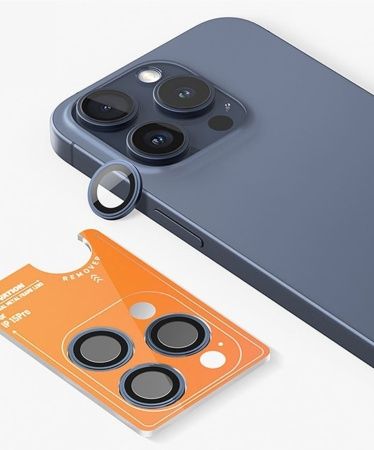 Защитное стекло камеры BlueO на iPhone 15 Pro, синий