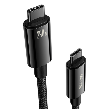 Кабель Baseus Tungsten Gold Fast Charging Data Cable Type-C to Type-C 240W 2м, черный