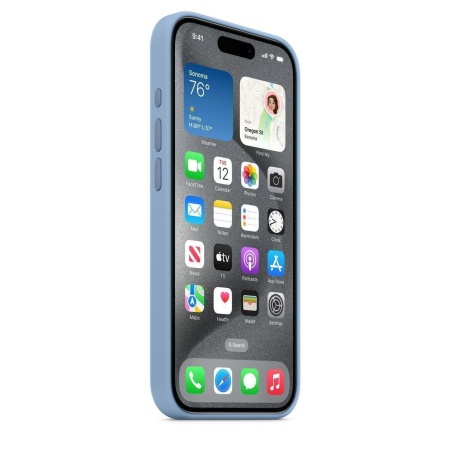 Чехол силиконовый MagSafe iPhone 15 Pro, голубой