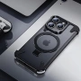 Чехол подставка из алюминиевого сплава для iPhone 15 Pro Max, титановый (MagFit)
