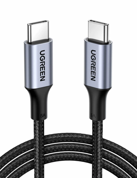 Кабель UGREEN UNO 5A Type-C to Type-C 3m, серо-черный