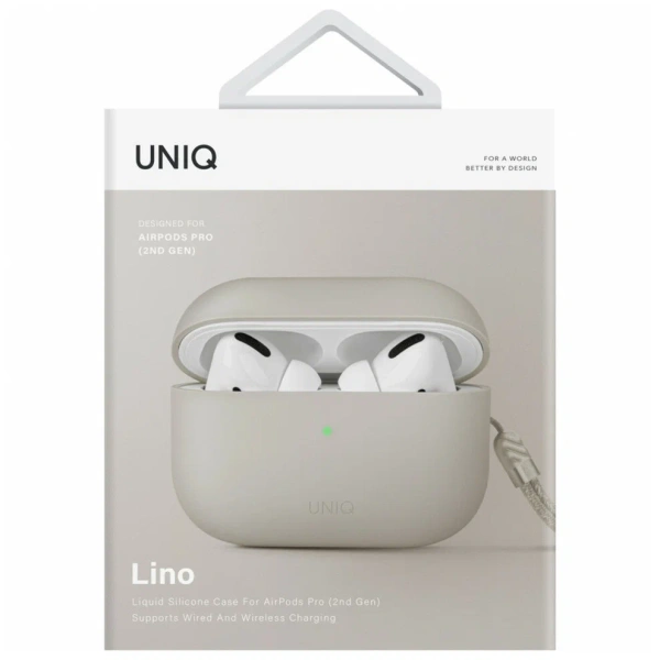 Чехол Uniq для Airpods Pro 2 LINO Liquid silicone, бежевый