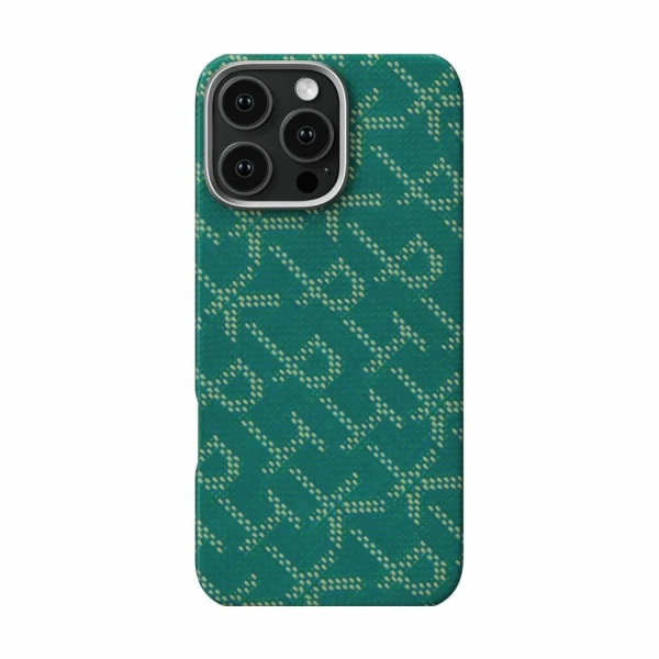 Чехол Pitaka Aries Tactile Woven Case для iPhone 16 Pro Max, зелено-золотой