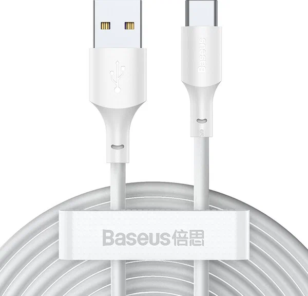 Кабель USB BASEUS Simple Wisdom Data Cable Kit 2шт USB - Type-C, 5A, 40W, 1.5 м, белый