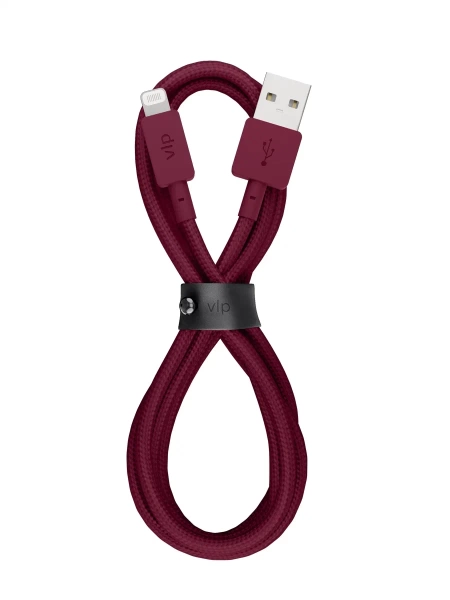 Зарядный провод "vlp" Nylon Cable USB A - Lightning MFI, 1.2м, марсала