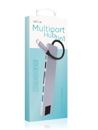 Адаптер USB-C Multiport Hub 7 в 1 "vlp", серебристый