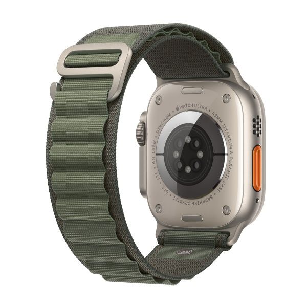 Apple Watch Ultra 49 мм, ремешок Alpine зеленого цвета, размер S