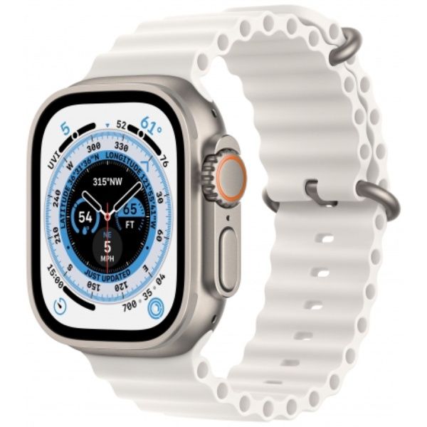 Apple Watch Ultra 49 мм, ремешок Ocean белого цвета