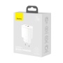 Адаптер сетевой USB-C+USB-A 20W Baseus, белый