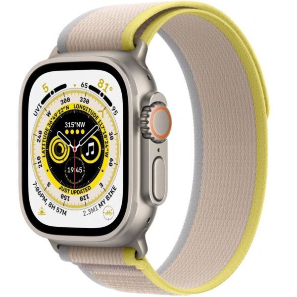 Apple Watch Ultra 49 мм, ремешок Trail желтого/бежевого цвета, размер M/L