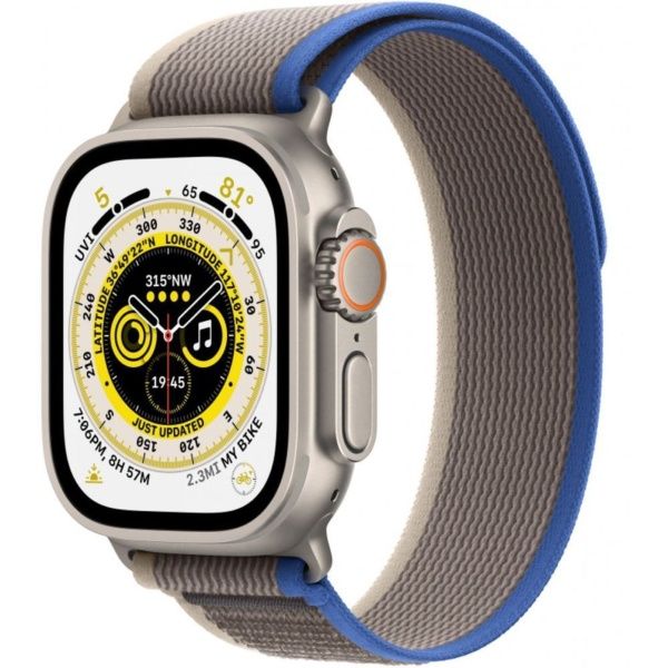 Apple Watch Ultra 49 мм, ремешок Trail синего/серого цвета, размер S/M