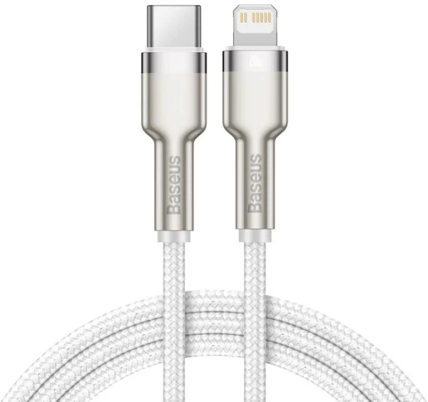 Зарядный провод Baseus Cafule Cable Metal USB C - Lightning 1м, белый