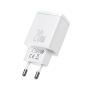Адаптер сетевой USB-C+USB-A 20W Baseus, белый