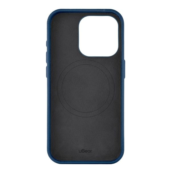 Чехол защитный uBear Capital Leather Case iPhone 15 Pro Max MagSafe, тёмно-синий