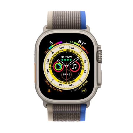 Apple Watch Ultra 49 мм, ремешок Trail синего/серого цвета, размер M/L