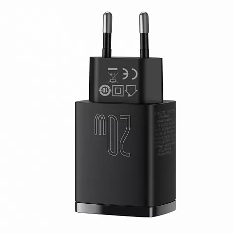 Адаптер сетевой USB-C+USB-A 20W Baseus, чёрный